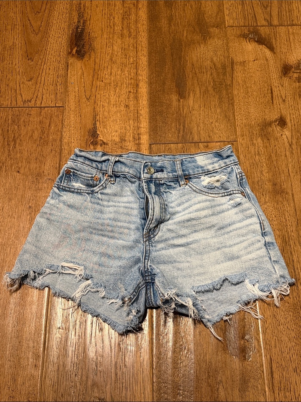 American Eagle Outfitters Light Blue Distressed Denim Cutoff Shorts